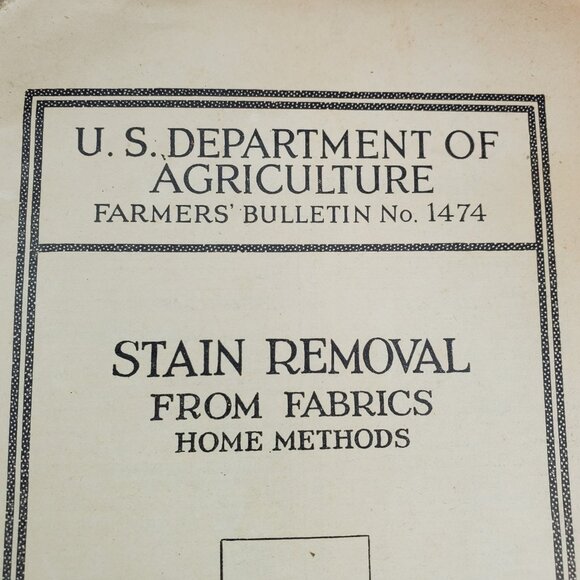 U.S. Department Of Agriculture Farmers Bulletin No 1474 Stain Removal Tips 1926 - Picture 12 of 13